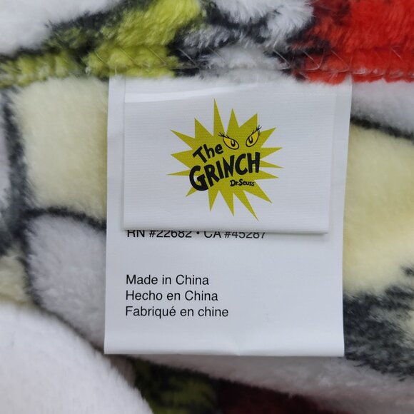 The Grinch Dr. Seuss Christmas Soft Plush Throw Blanket 50x70 Inches Candy Cane - Picture 7 of 10